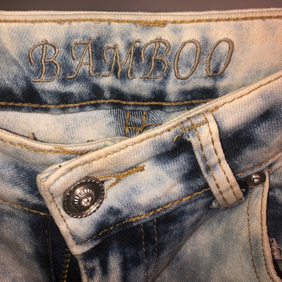 Bamboo Distressed Stretch Skinny Jeans - Picture 3 of 4